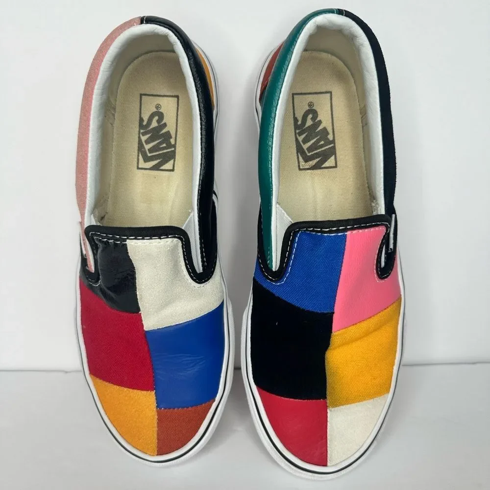 VANS Classic Patchwork Leather & Canvas Slip-On Textile Sneakers | Size 8 - Picture 5 of 10
